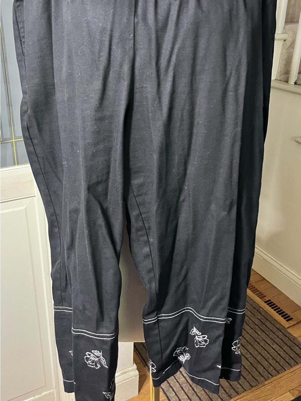 Koret City Blues Retro Black Embroidered Pull-On Elastic Waist Size 18W